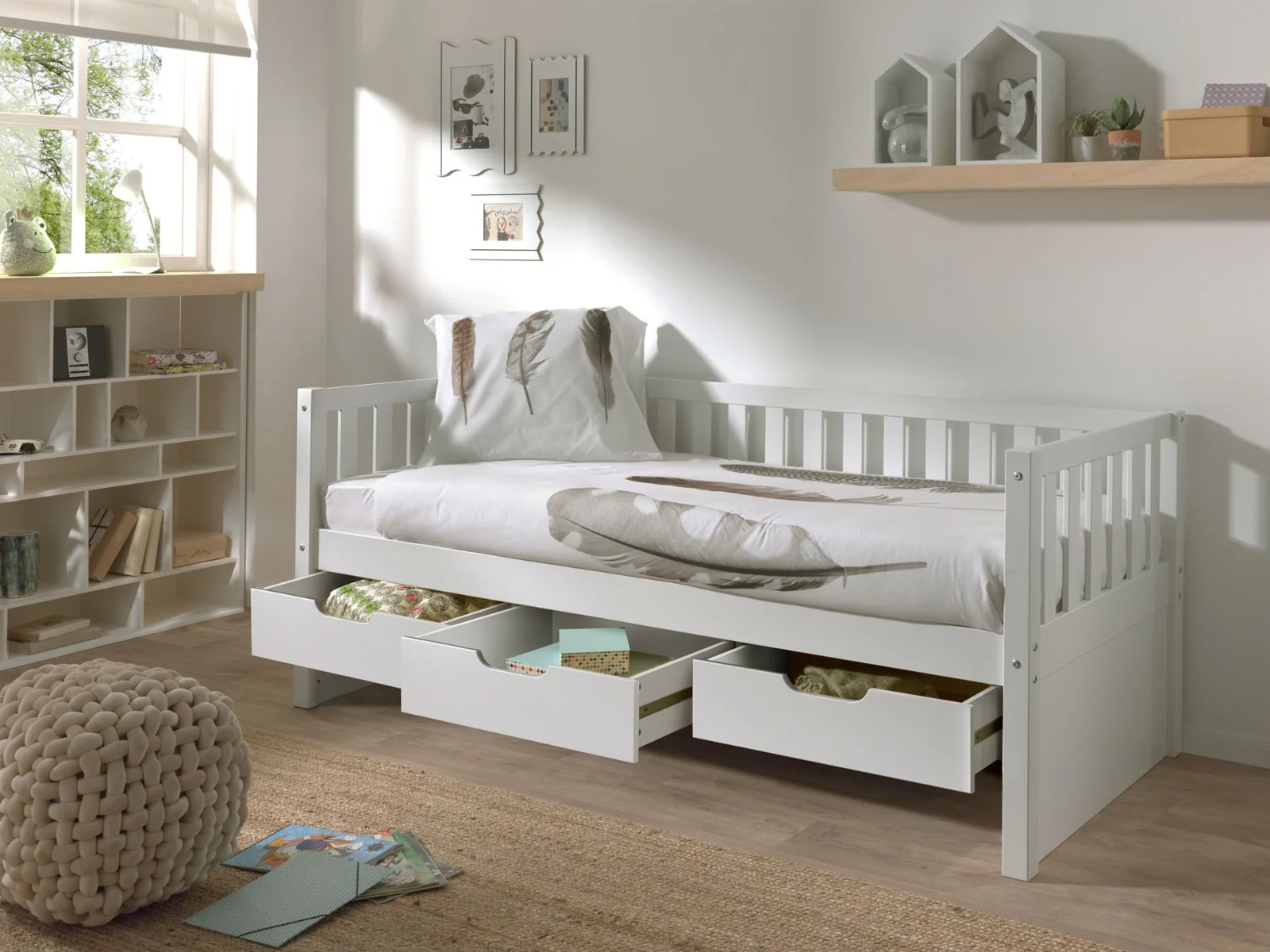 FRITZ Cabin Bed – White with 3 Storage Drawers 90x200cm (91) - Image 3