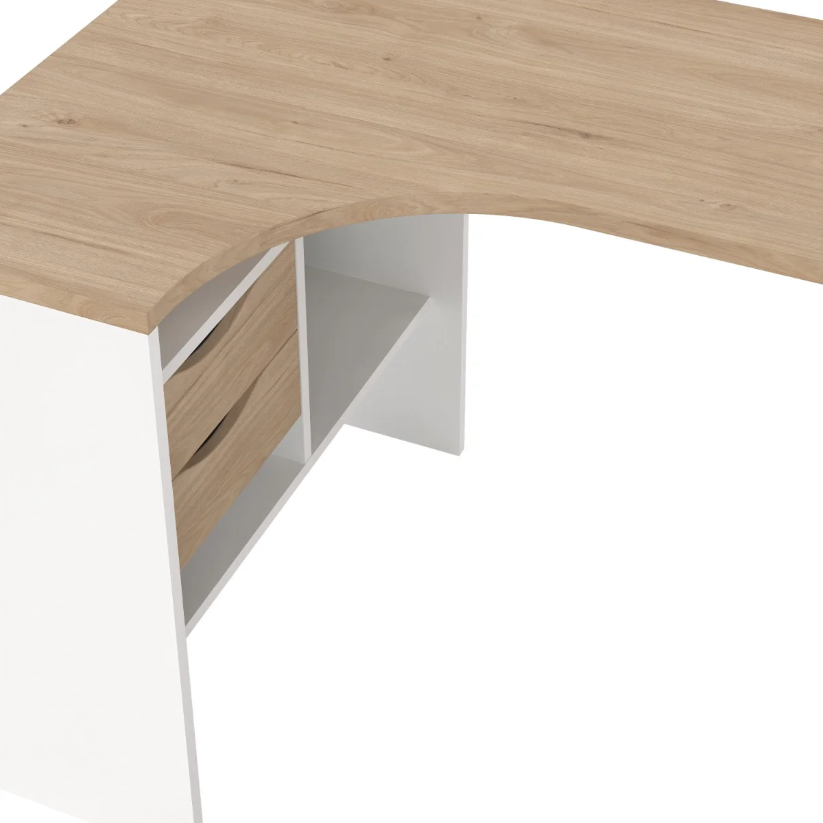 Function Plus Corner Desk - White/Oak - Image 3