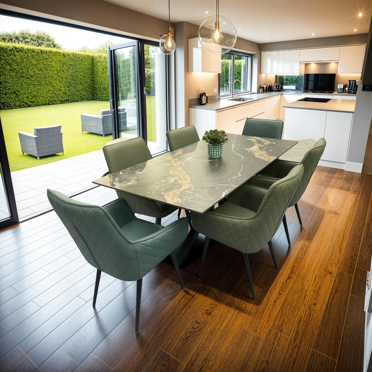 Galmont Dining Table 1.8 Metre – Grey Marble Effect for 6-8 People
