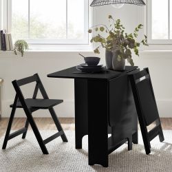 Gatan Small Gateleg Table with 2 Chairs - Black - Image 2