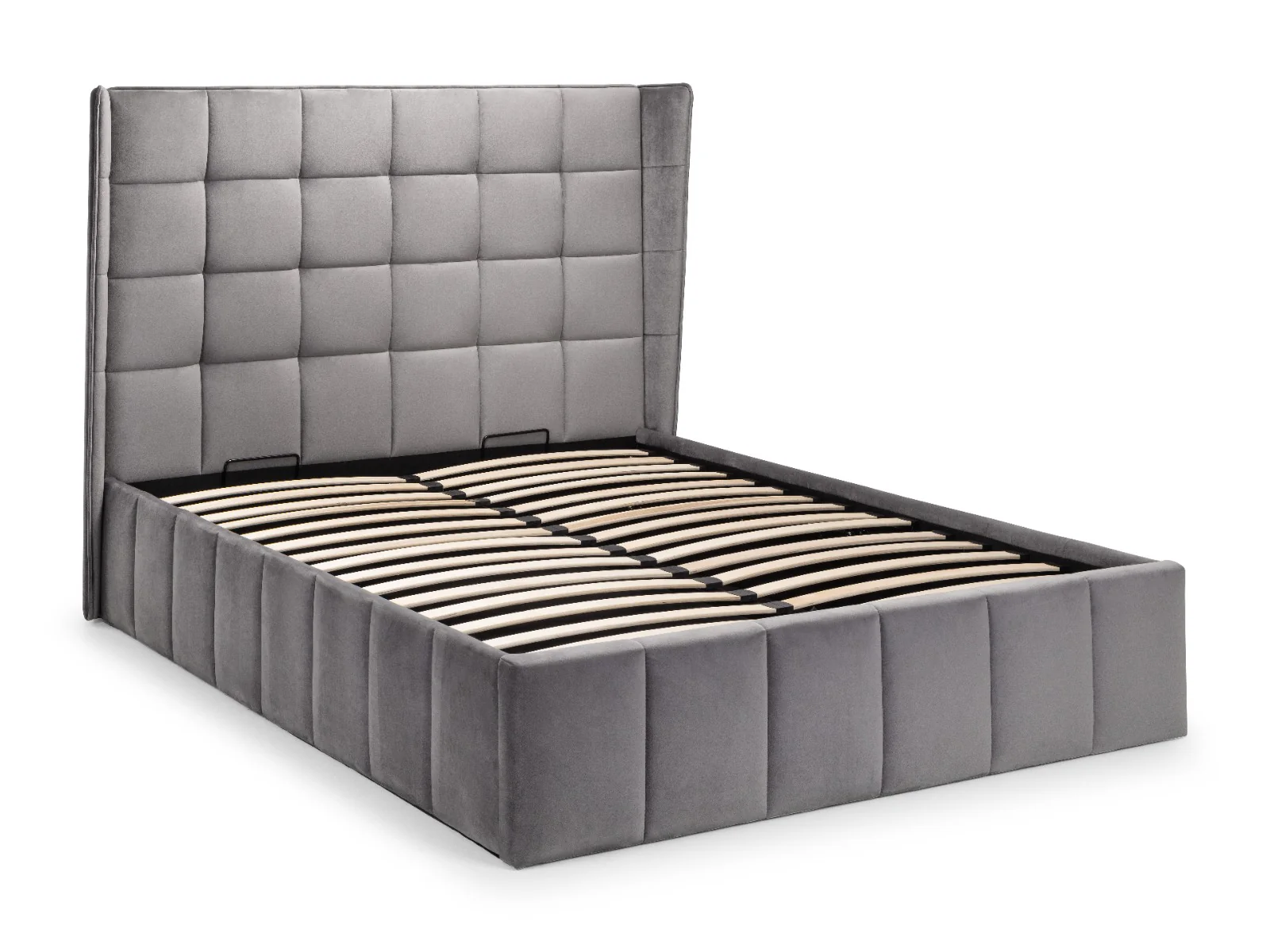 Gatsby King Size Storage Ottoman Bed – Light Grey Velvet - Image 10