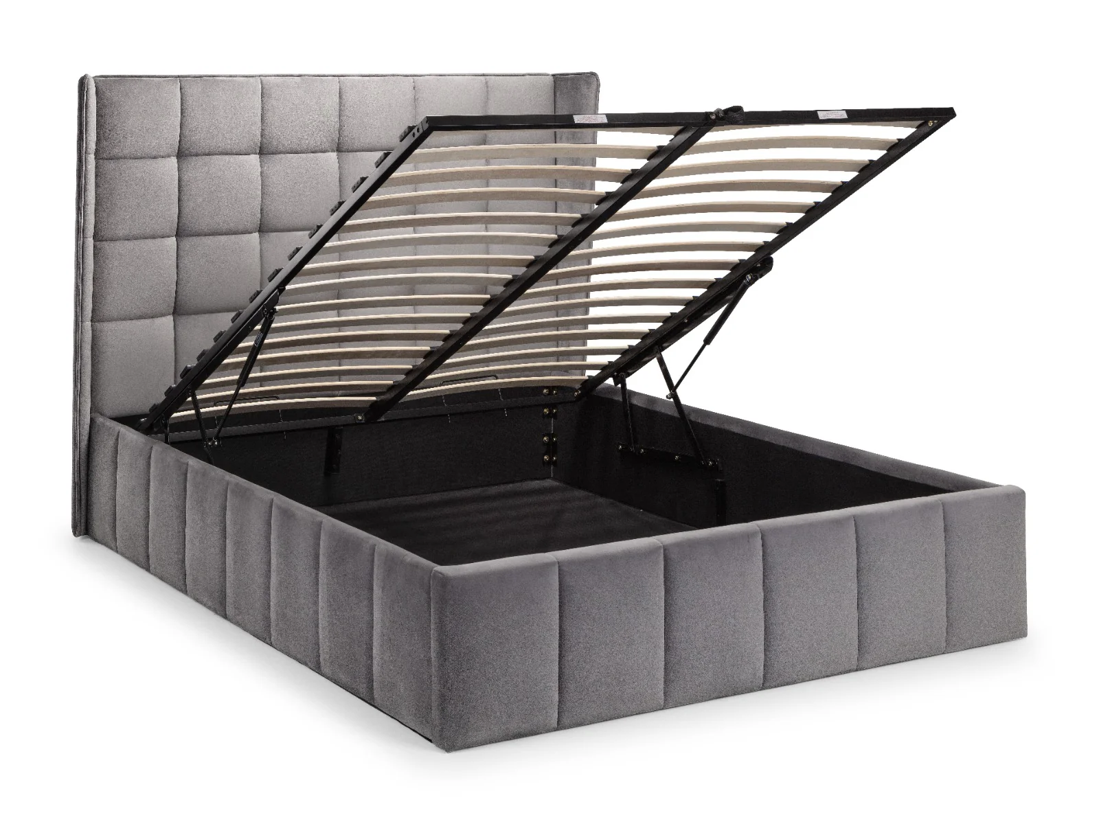 Gatsby King Size Storage Ottoman Bed – Light Grey Velvet - Image 9