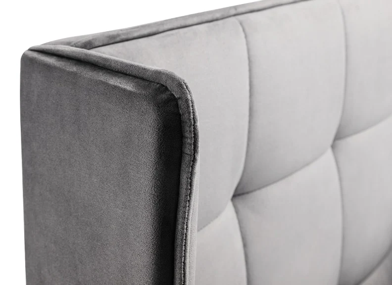 Gatsby Velvet Bed – Winged Headboard in Grey Fabric - Image 3