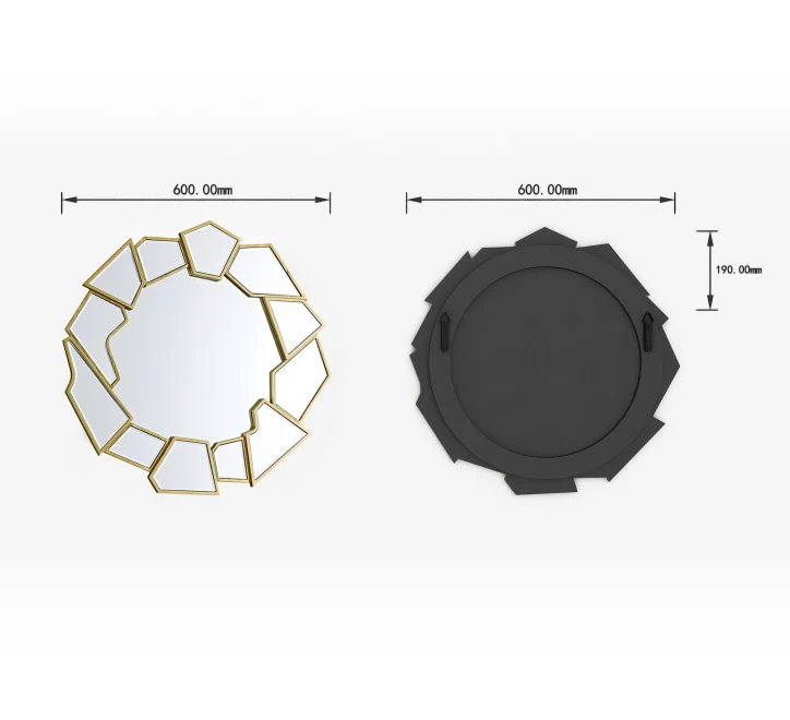 GD002 Geometric Mirror – 60x60cm with Gold Framing - Image 4