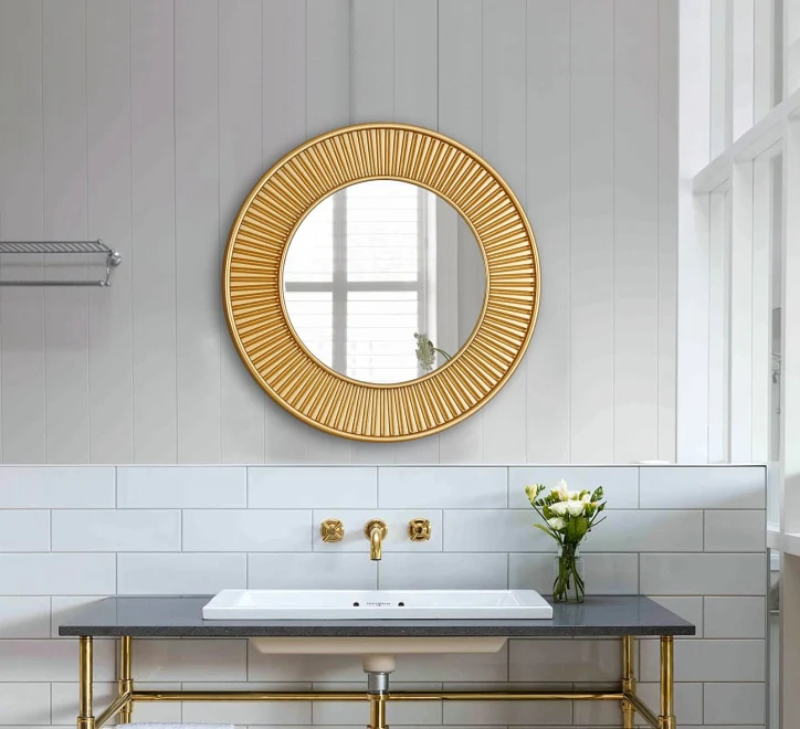 GD005 Circular Mirror – Gold Framed 60x60cm