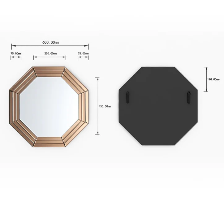 GD012 Octagonal Mirror – 60x60cm with Rose Gold Segments - Image 4