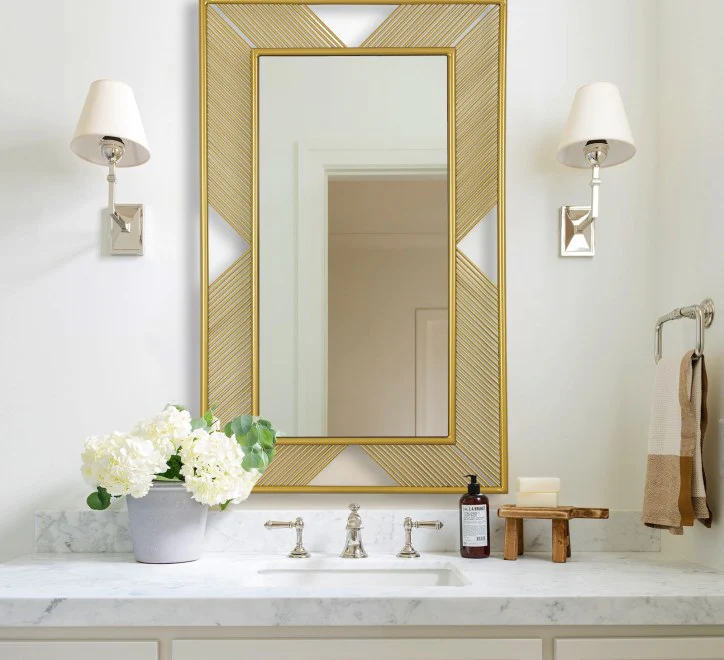 GD015 Mirror – 100x60cm Rectangular Design with Golden Bars