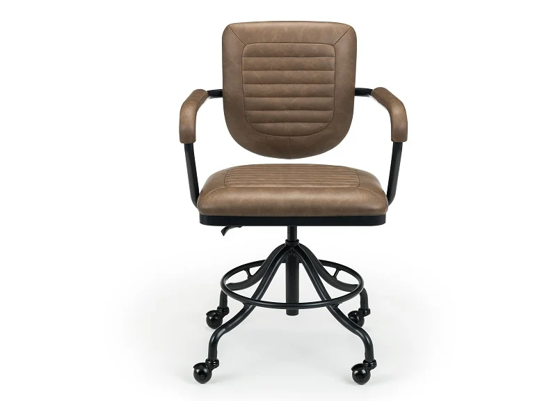 Gehry Office Chair – Brown Faux Leather with Swivel Seat - Image 3