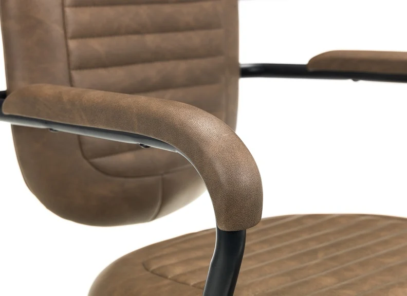 Gehry Office Chair – Brown Faux Leather with Swivel Seat - Image 4