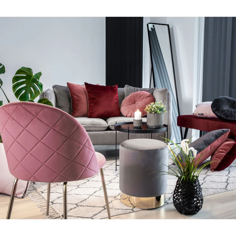 Geneve Dining Chair Option 1 – Rose Velvet with Steel Frame