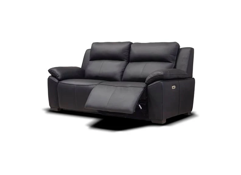 Griffin Black Full Leather Power Recliner 2.5 Seater + Single Seater Sofa Group - Optional Charging Console - Image 3