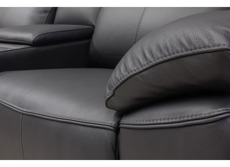 Griffin Black Full Leather Power Recliner 2 Seat Sofa - Optional Charging Console - Image 4