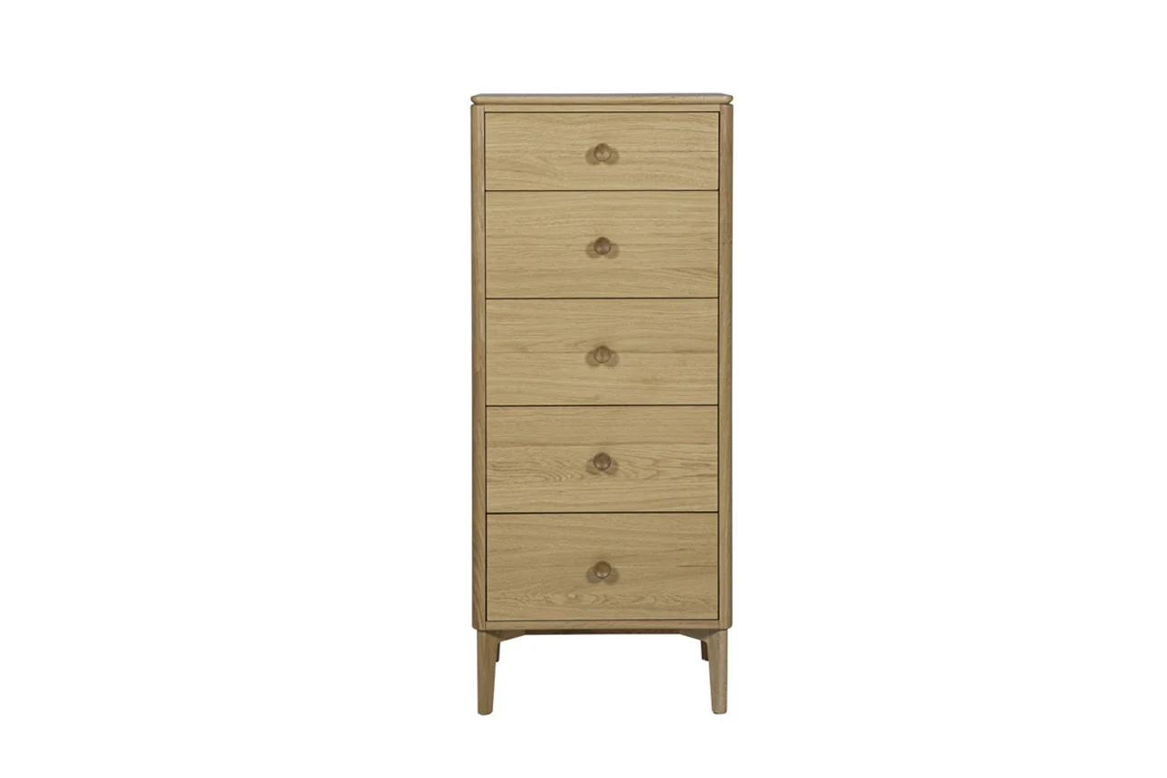 Hadley Tall Chest 5 Drawer - Oak Natural - Image 3