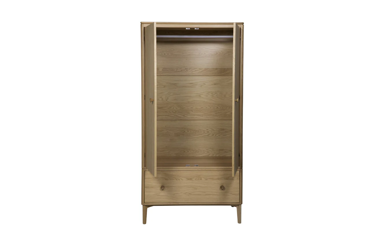 Hadley 2-Door Wardrobe – Natural Oak Finish - Image 4