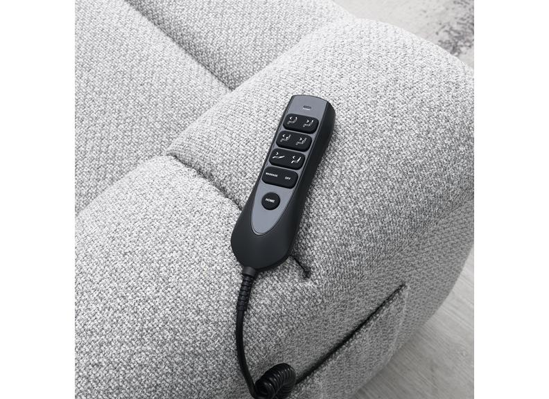Halton Fabric Lift & Rise Chair – Light Grey with Massage Function - Image 4