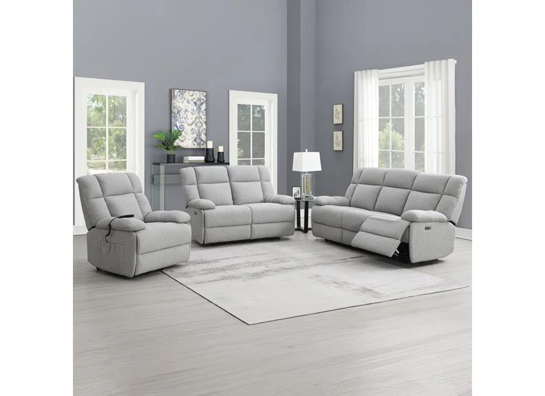 Halton Grey Fabric 2PP Sofa – Powered Reclining Comfort - Image 2