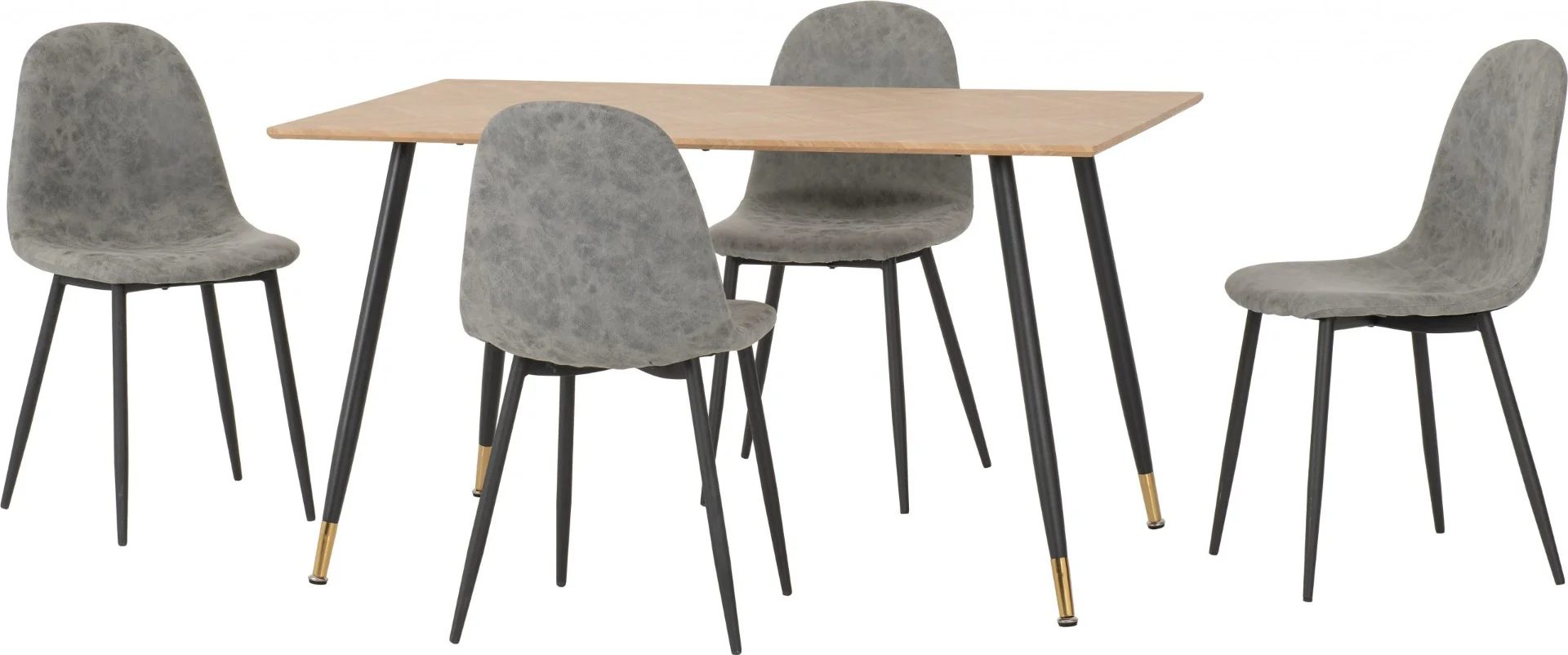 Hamilton Medium Dining Set with Athens Chairs in Medium Oak Effect - Black & Grey Faux Leather - Image 3