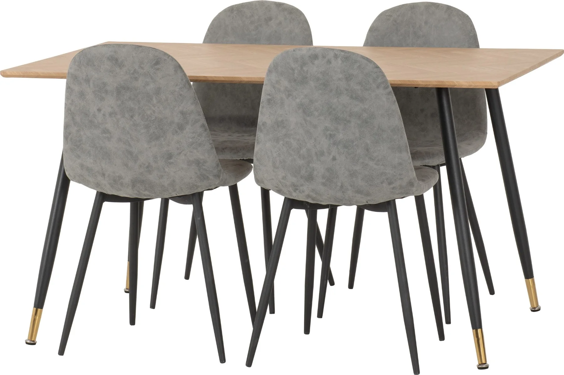 Hamilton Medium Dining Set with Athens Chairs in Medium Oak Effect - Black & Grey Faux Leather - Image 4
