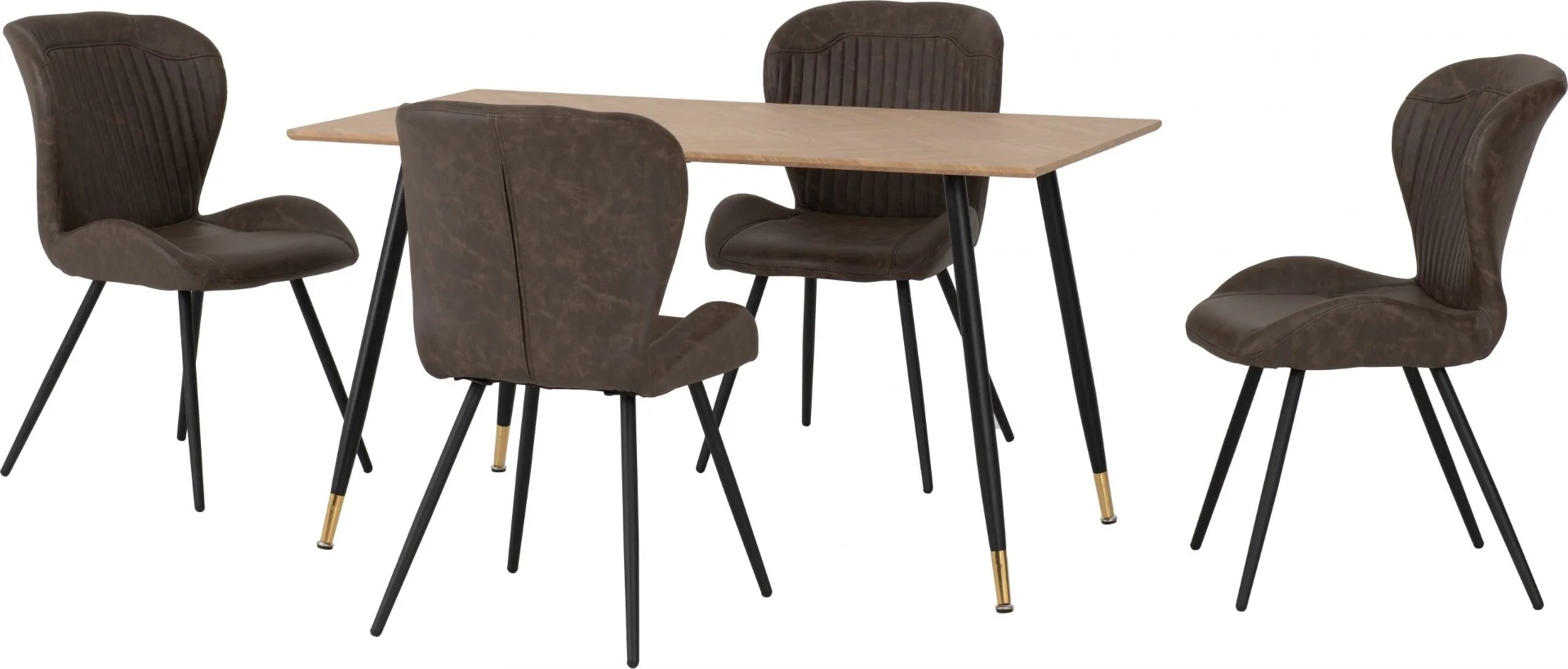Hamilton Medium Dining Set – Medium Oak Effect Table with Quebec Chairs in Brown Faux Leather - Image 7