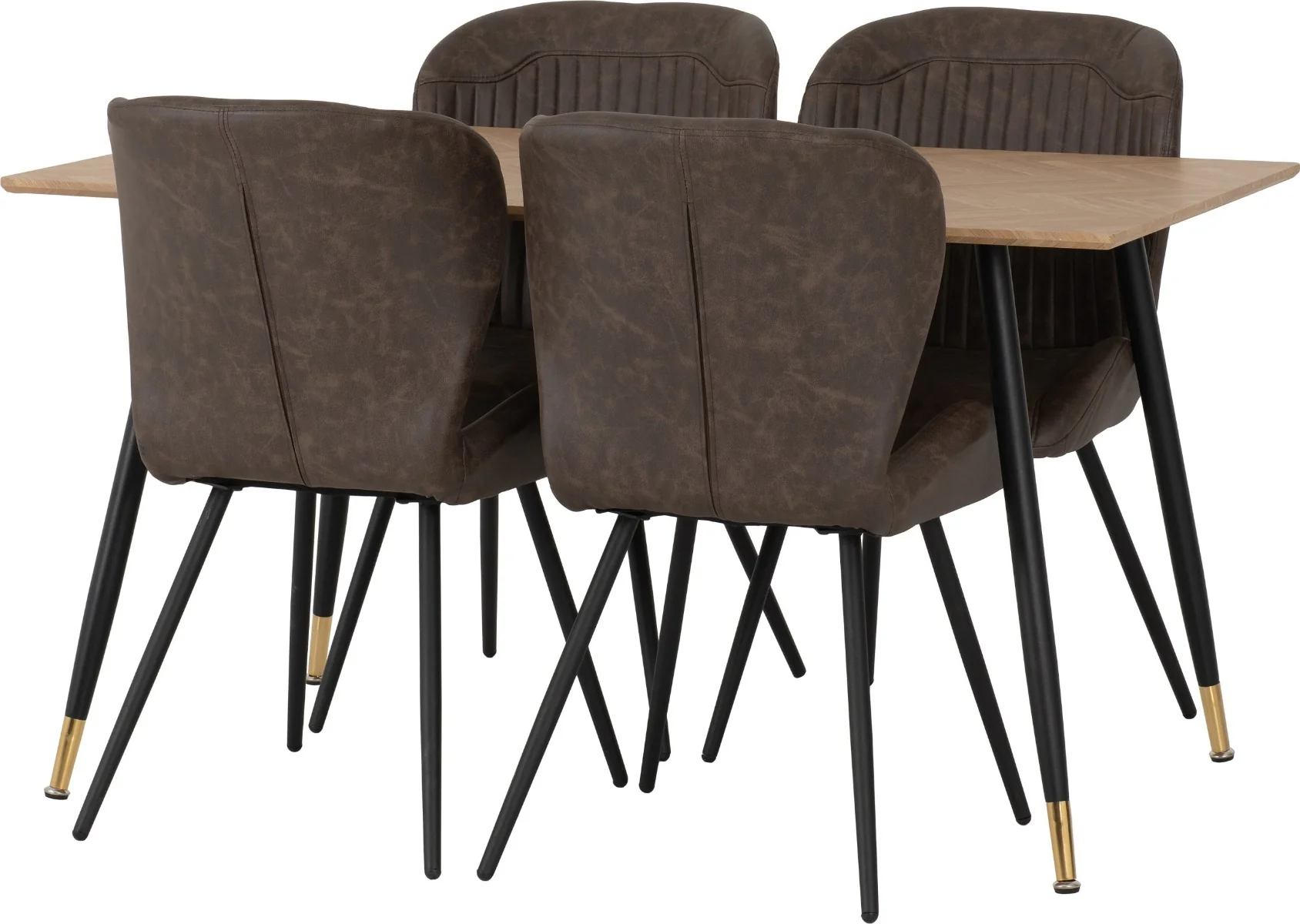 Hamilton Medium Dining Set – Medium Oak Effect Table with Quebec Chairs in Brown Faux Leather - Image 8