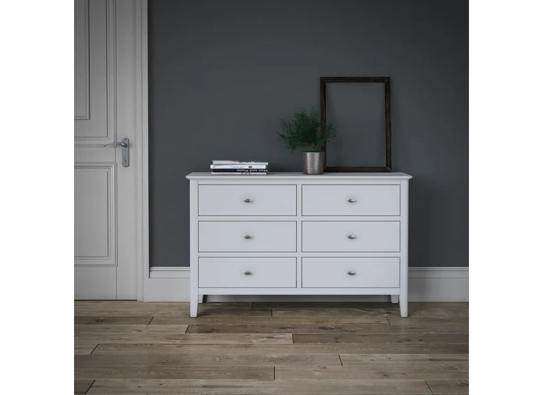 Hampstead White Wide Chest with Six Drawers