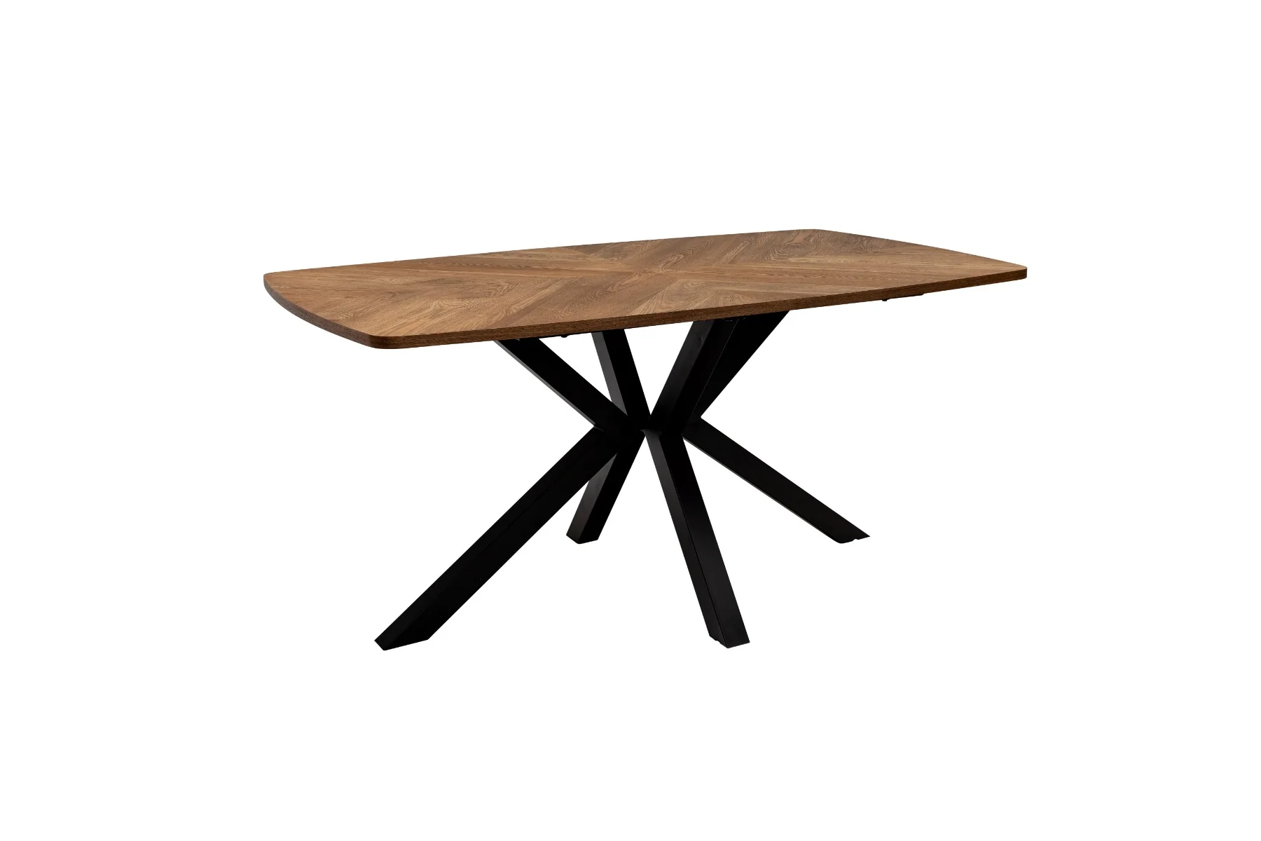 Hampton Oak 1.6m Dining Table – Inlay Design with X-Frame Black Base - Image 2