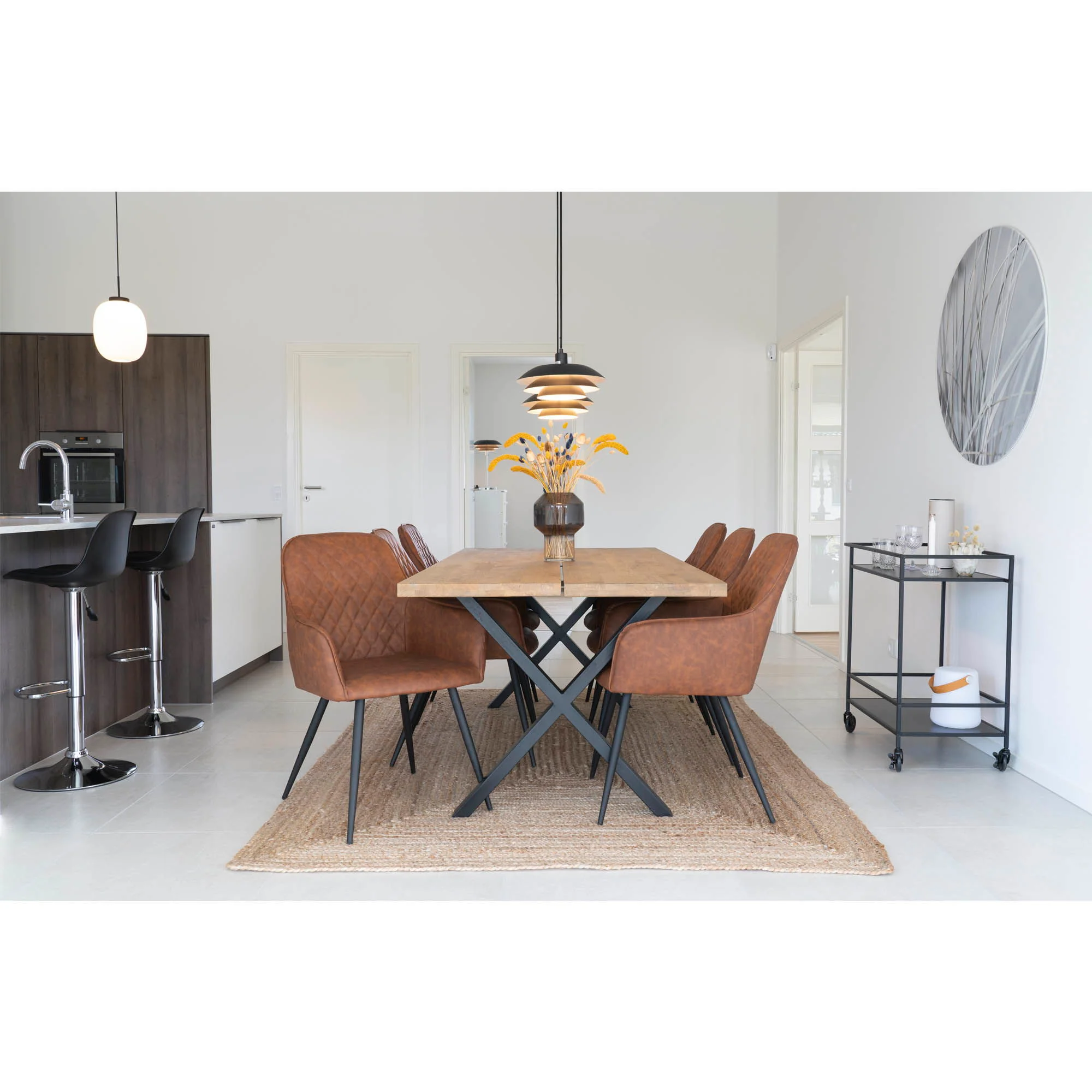 Harbo Dining Chair Option 2 – Brown PU with Steel Frame
