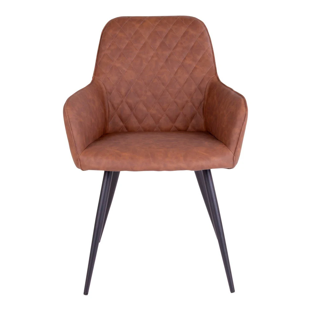 Harbo Dining Chair Option 2 – Brown PU with Steel Frame - Image 2