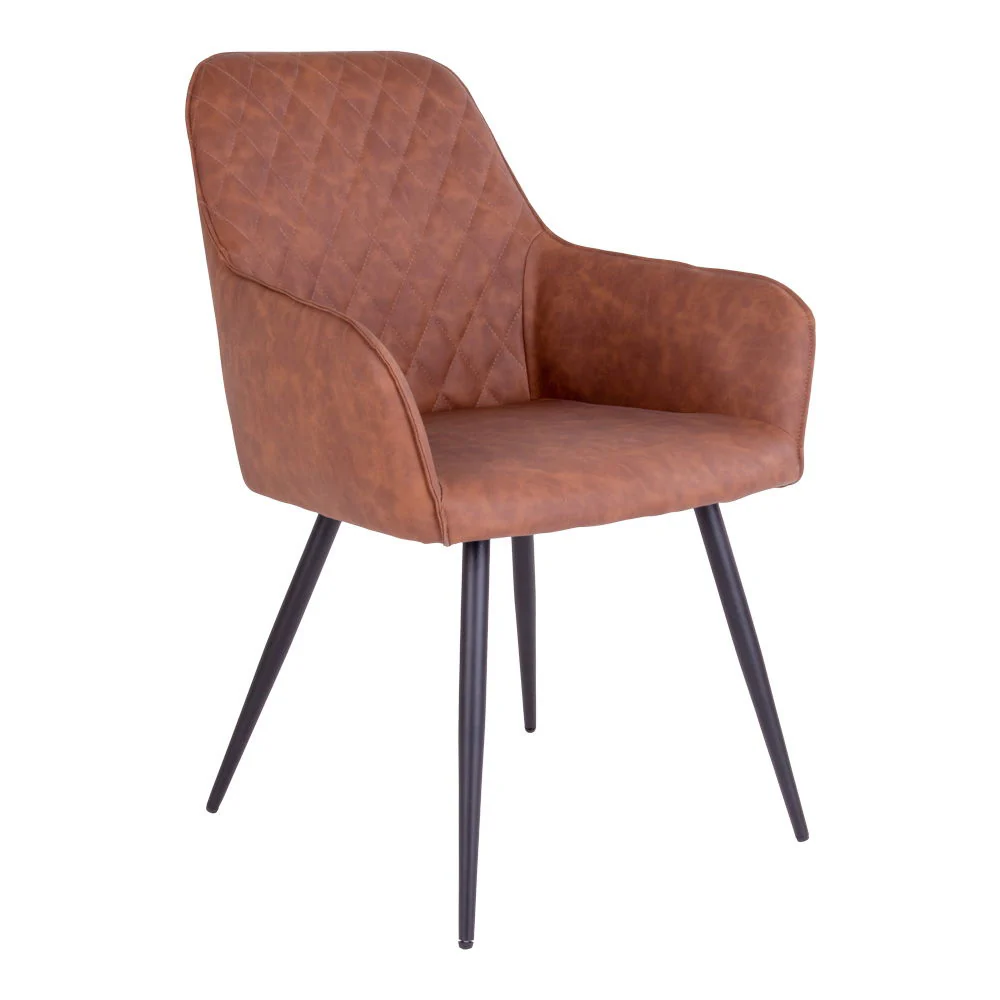 Harbo Dining Chair Option 2 – Brown PU with Steel Frame - Image 3