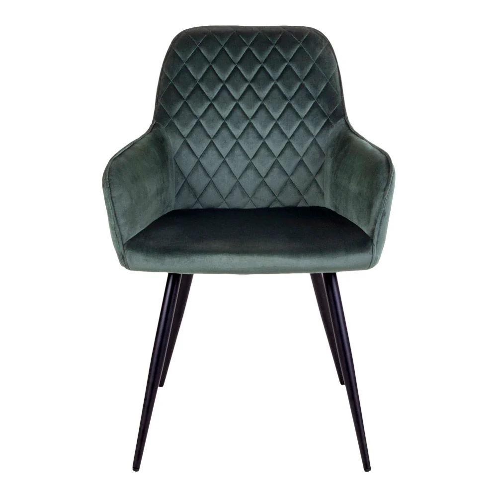 Harbo Dining Chair Option 6 – Green Velvet with Steel Legs - Image 2