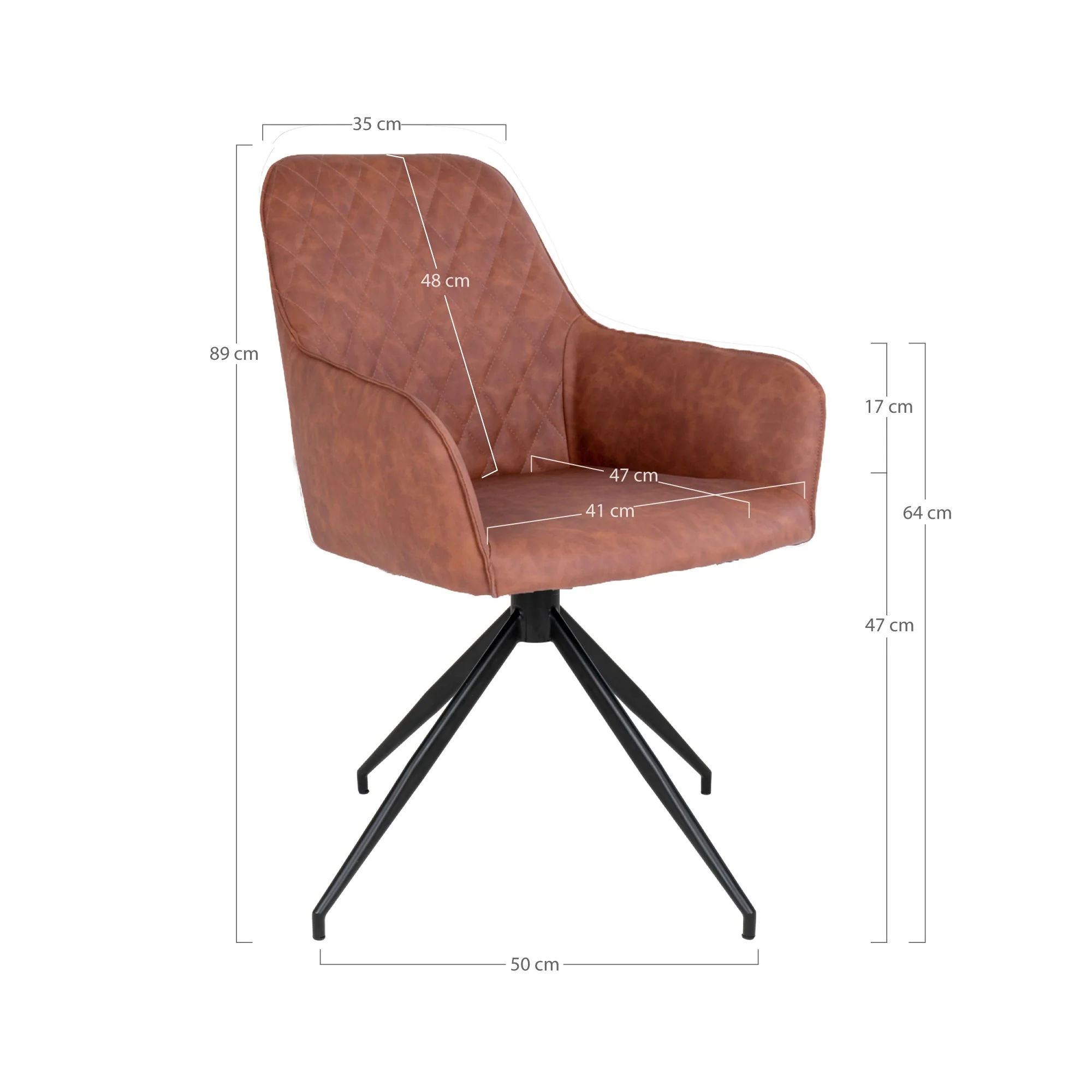 Harbo Dining Chair – Swivel Option 1 in Brown - Image 2