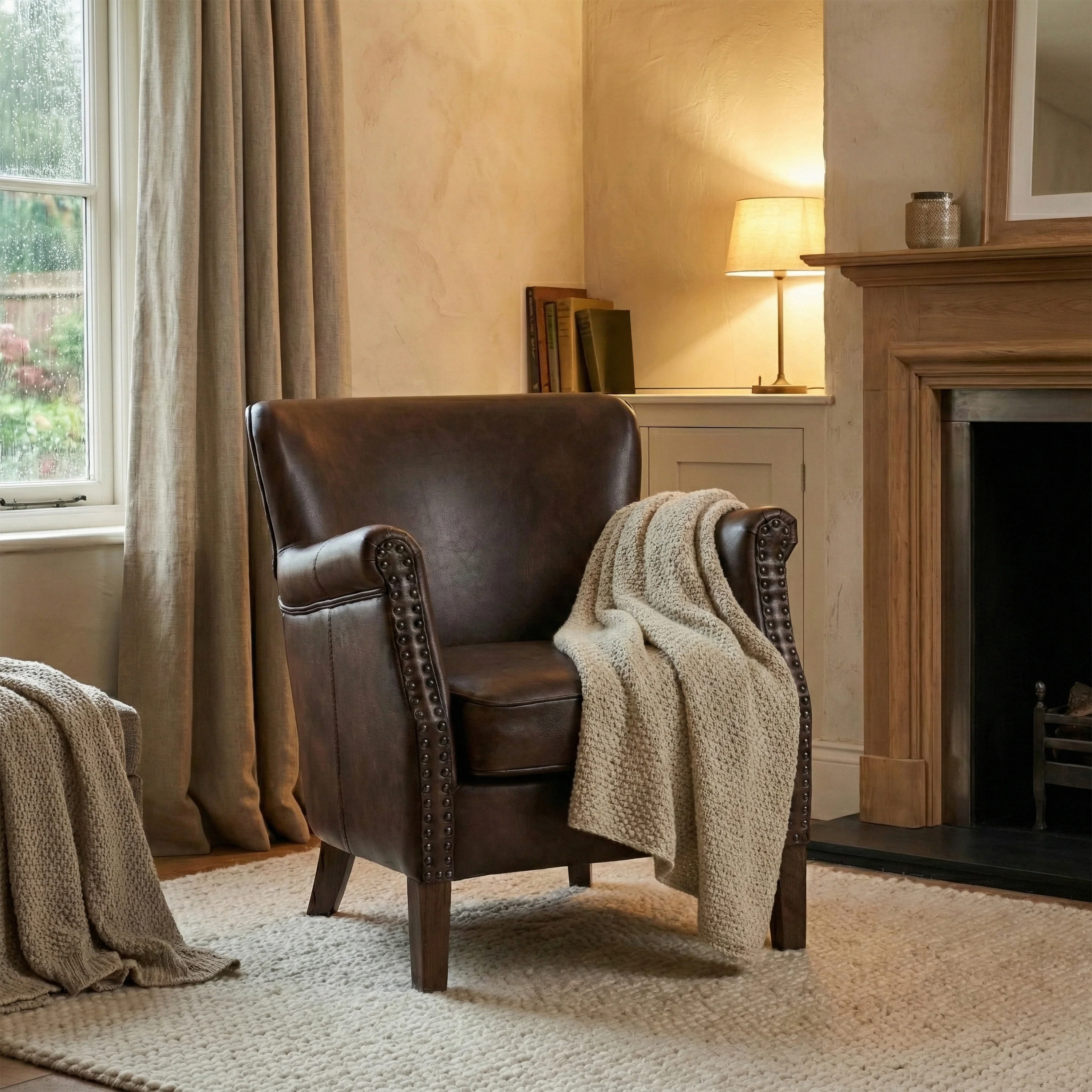 Harlow Armchair – Tan Leather with Brass Studding (PRE-ORDER FOR AUG) - Image 8