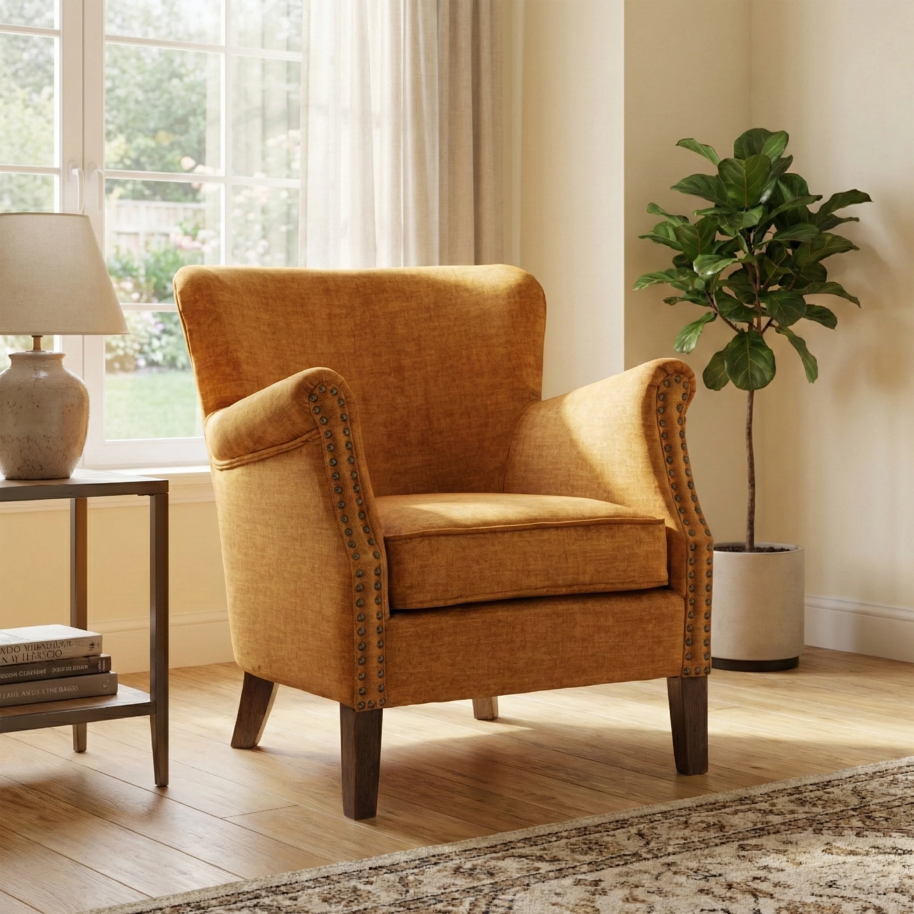 Harlow Armchair Vogue – Amber Fabric Accent Chair - Image 2