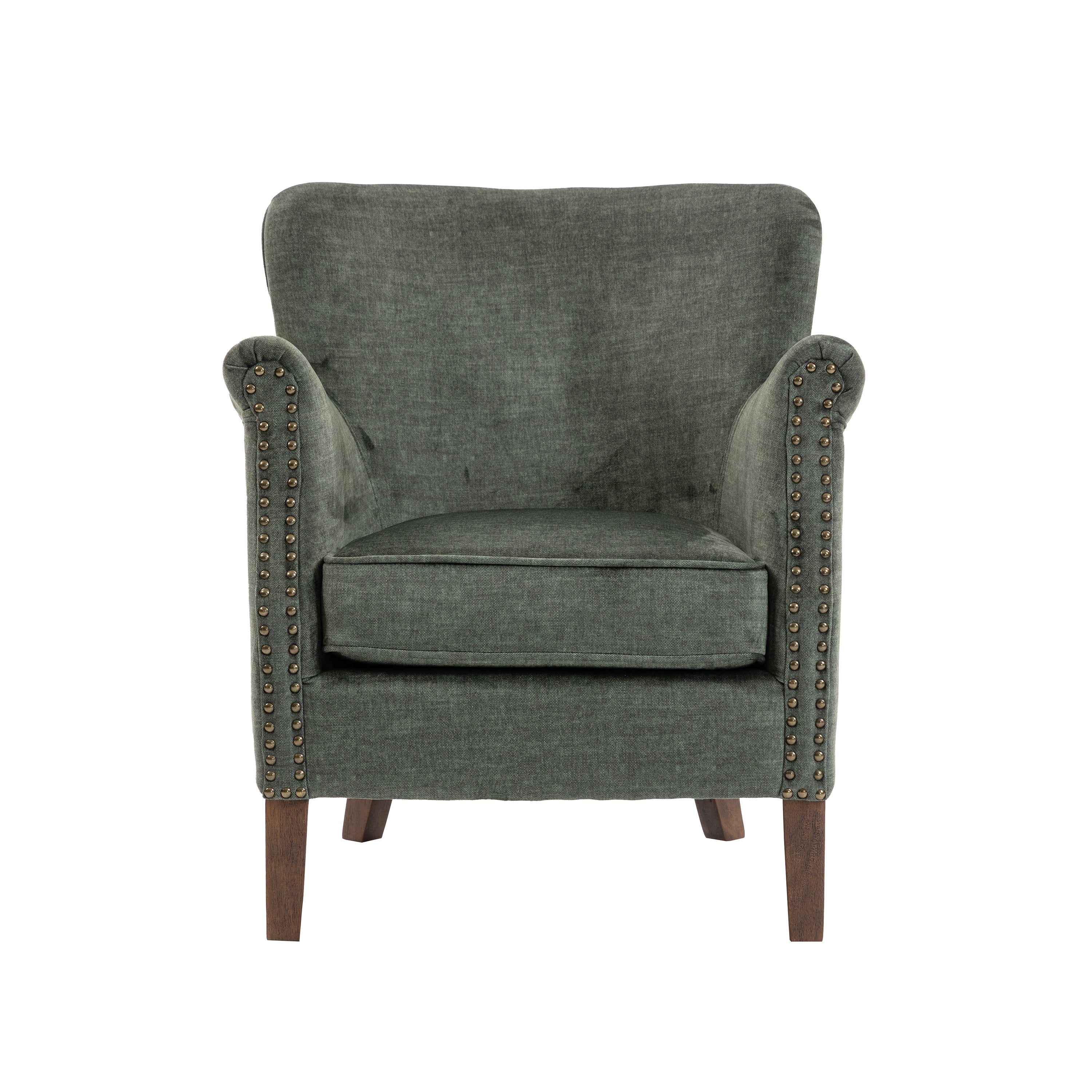 Harlow Armchair – Vogue Winter Moss with Brass Studding - Image 3