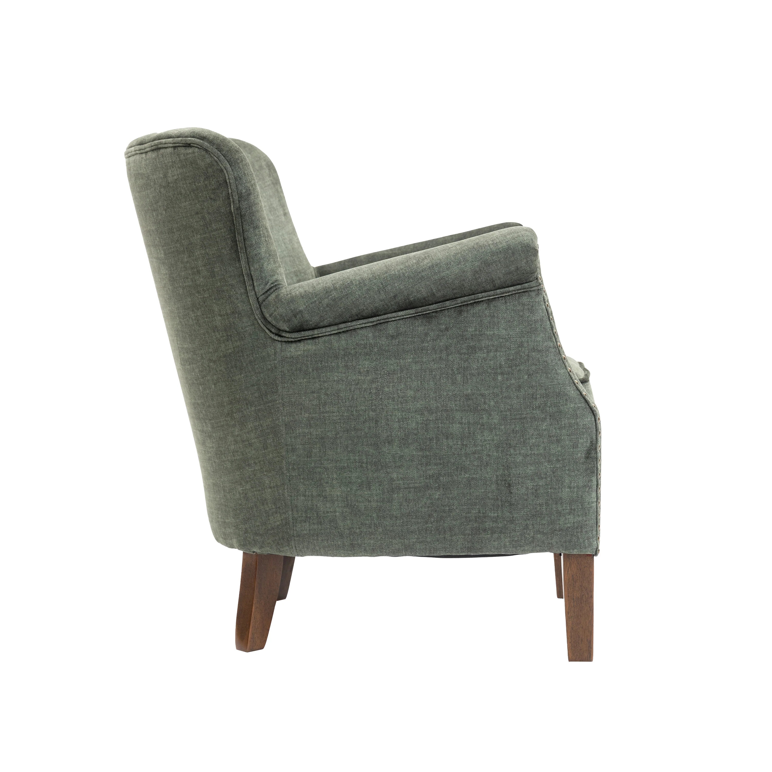 Harlow Armchair – Vogue Winter Moss with Brass Studding - Image 5