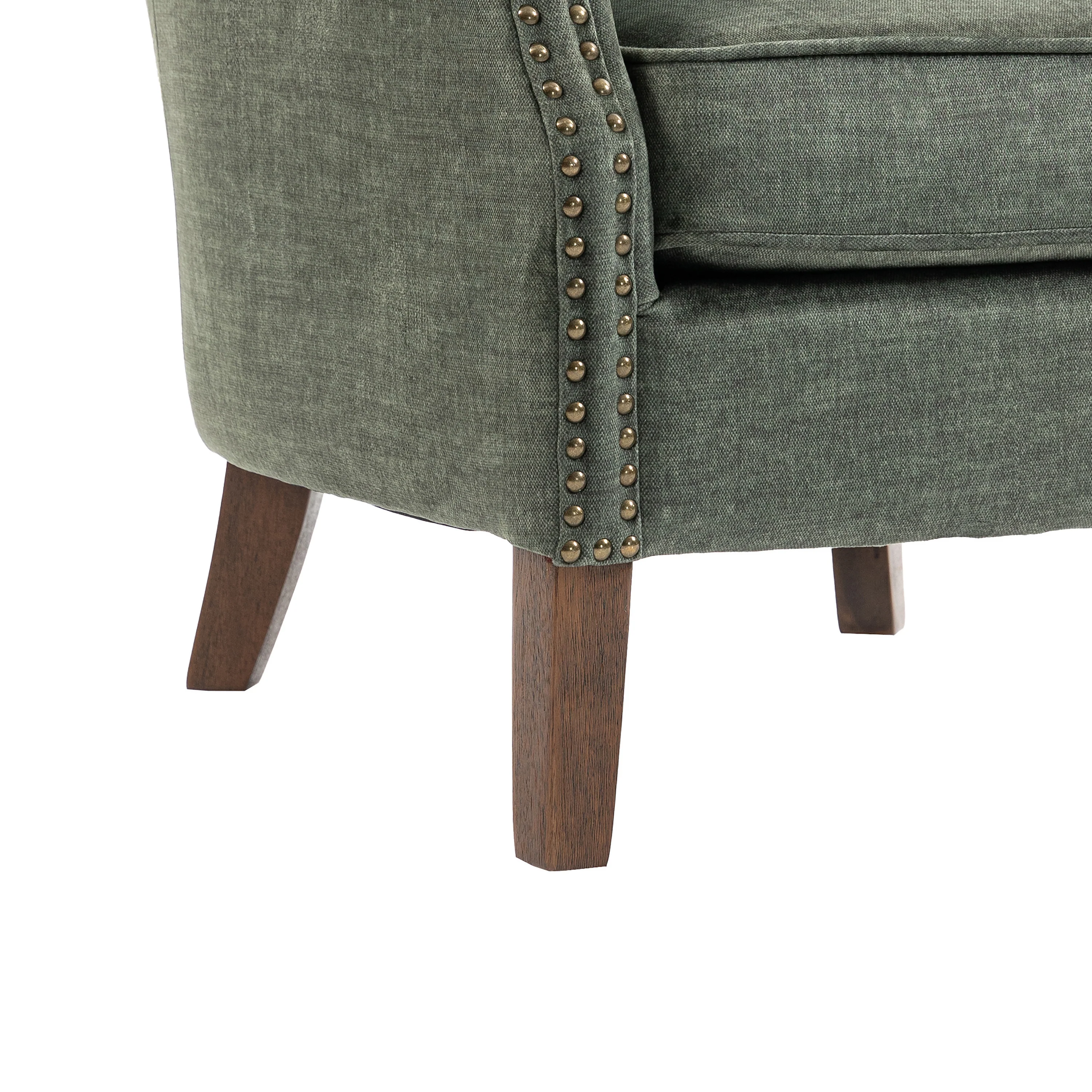 Harlow Armchair – Vogue Winter Moss with Brass Studding - Image 8