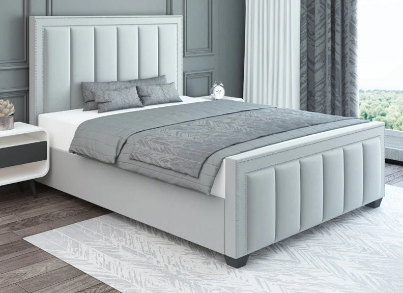 Haven 4 ft Upholstered Bed – Luxury Designer Frame with Vertical Paneling