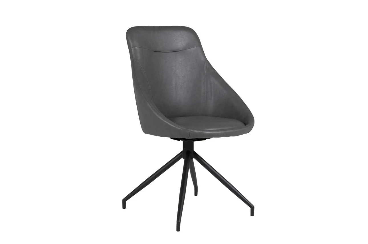 Hendrix Dining Chair – Grey PU Upholstery with Swivel Base