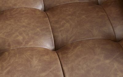 Henley 2 Seater Sofa with Bolster – Brown Tan Faux Leather - Image 3