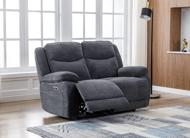 Herbert 2PP Powered Sofa – Grey Fabric with USB Charging Ports - Image 8