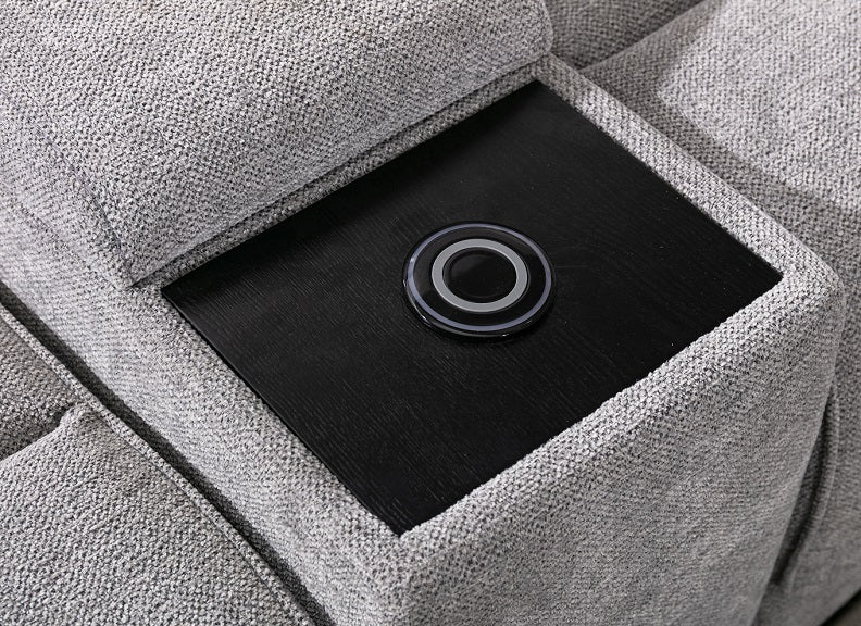 Herbert Powered 2PCP Sofa with Console – Grey Fabric Upholstery and USB Ports - Image 6