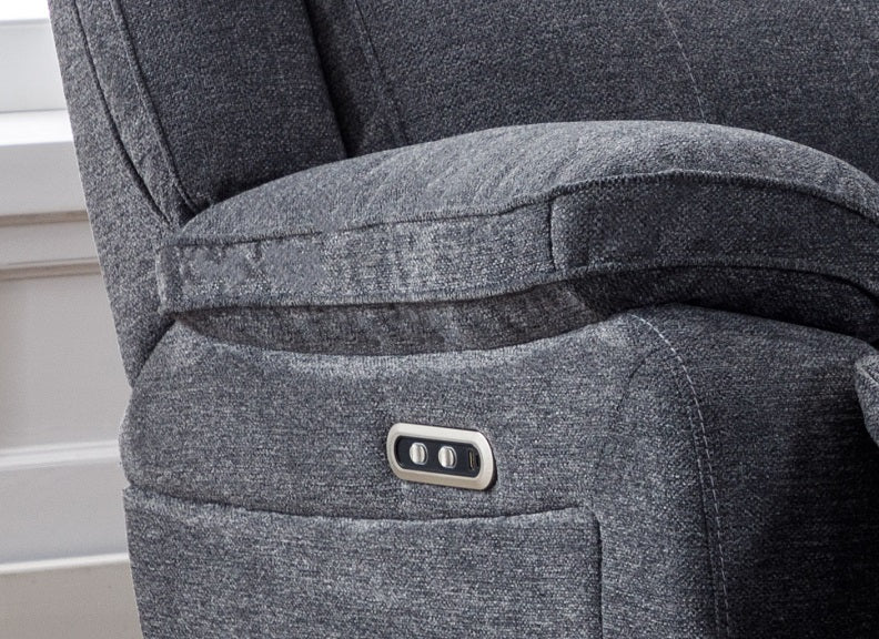 Herbert Powered 2PCP Sofa with Console – Grey Fabric Upholstery and USB Ports - Image 8