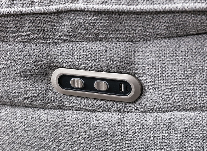 Herbert 3PP Powered Sofa – Grey Fabric with USB Ports - Image 3