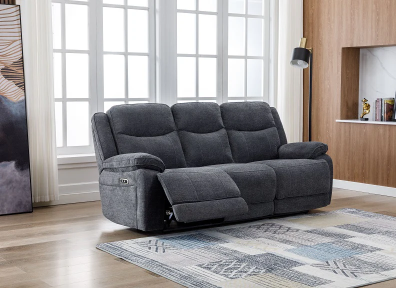 Herbert 3PP Powered Sofa – Grey Fabric with USB Ports - Image 6