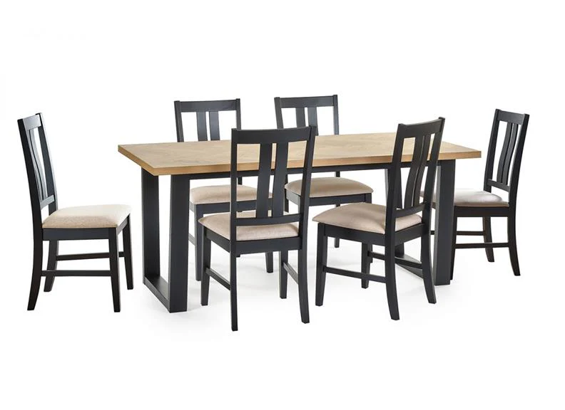 Hilton Dining Set – White Oak Veneer 180 cm Table with Herringbone Pattern - Image 11