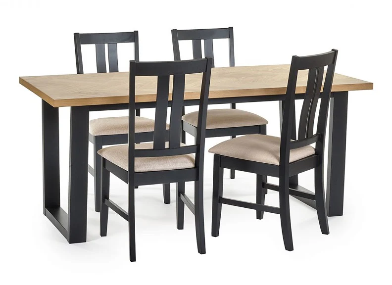 Hilton Dining Set – White Oak Veneer 180 cm Table with Herringbone Pattern - Image 13