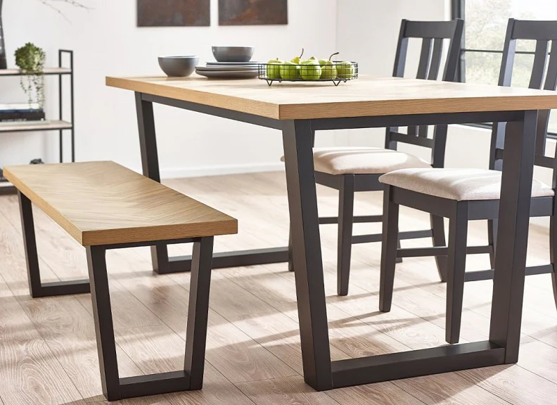 Hilton Dining Set – White Oak Veneer 180 cm Table with Herringbone Pattern - Image 15