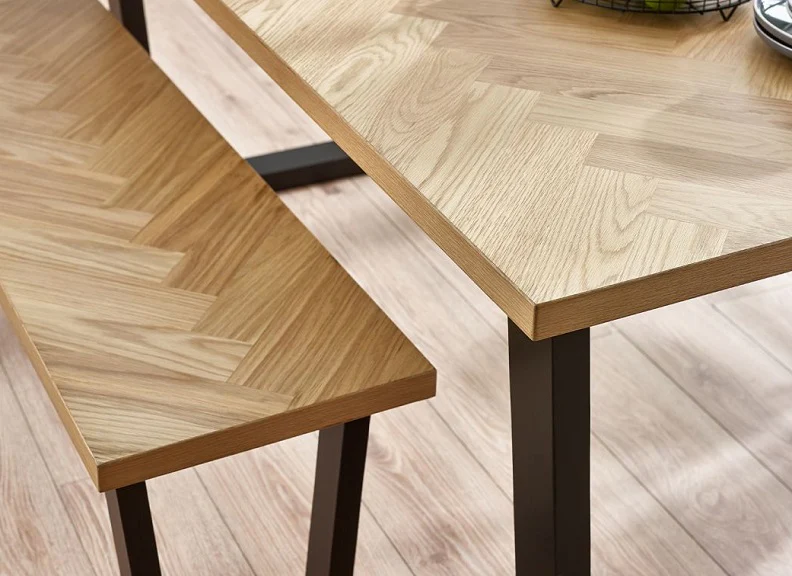 Hilton Dining Set – White Oak Veneer 180 cm Table with Herringbone Pattern - Image 16