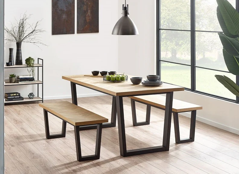 Hilton Dining Set – White Oak Veneer 180 cm Table with Herringbone Pattern - Image 17