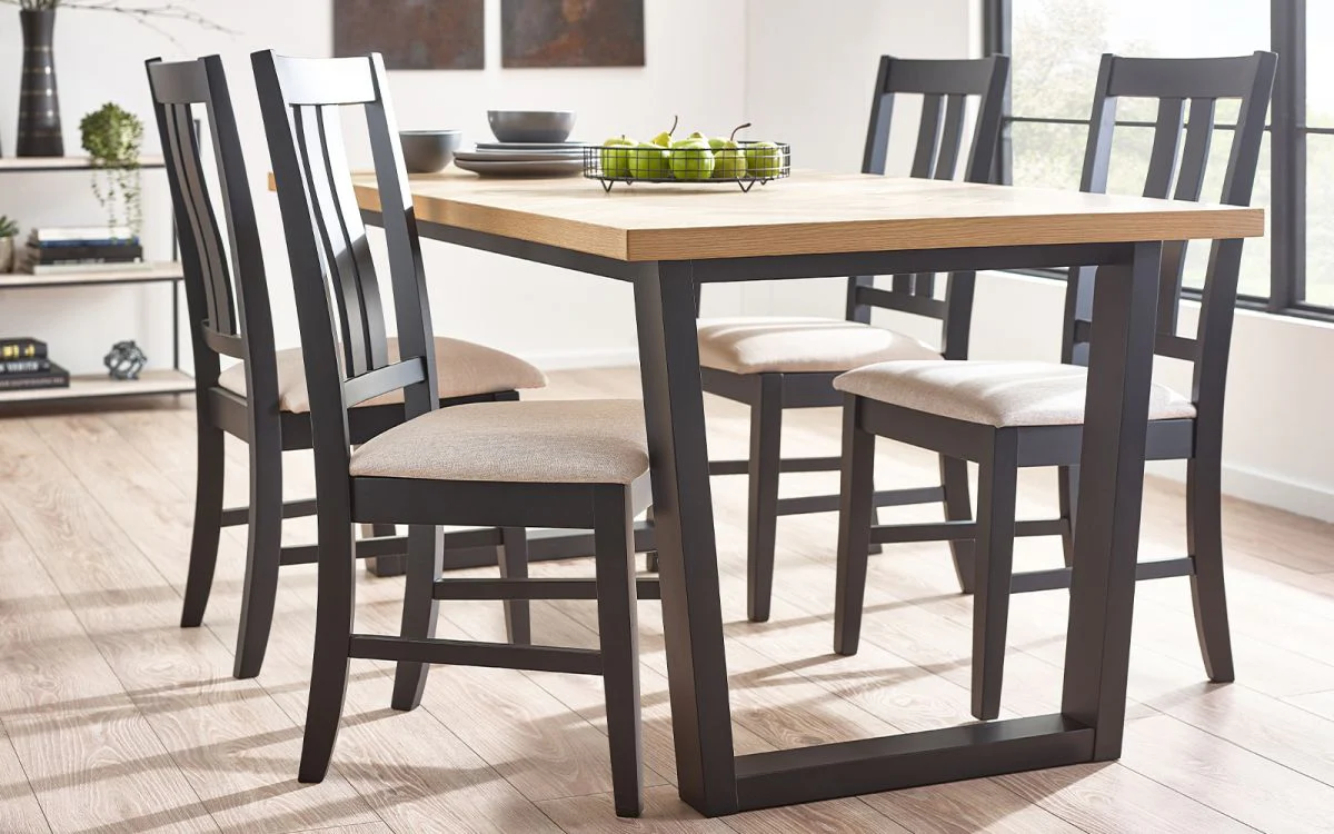 Hilton Dining Set – White Oak Veneer 180 cm Table with Herringbone Pattern - Image 5